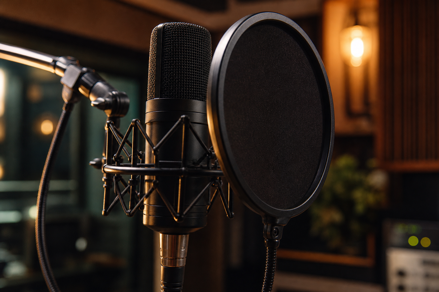 Microphone podcast avec filtre anti-pop